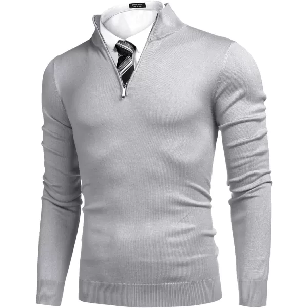 COOFANDY Men's Quarter Zip Up Sweaters Slim Fit Lightweight Mock Neck Pullover Casual Polo Sweaters