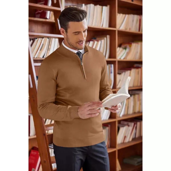 COOFANDY Men's Quarter Zip Up Sweaters Slim Fit Lightweight Mock Neck Pullover Casual Polo Sweaters