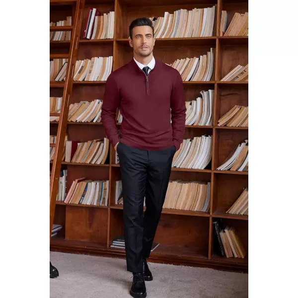 COOFANDY Men's Quarter Zip Up Sweaters Slim Fit Lightweight Mock Neck Pullover Casual Polo Sweaters