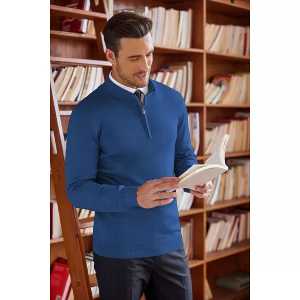 COOFANDY Men's Quarter Zip Up Sweaters Slim Fit Lightweight Mock Neck Pullover Casual Polo Sweaters