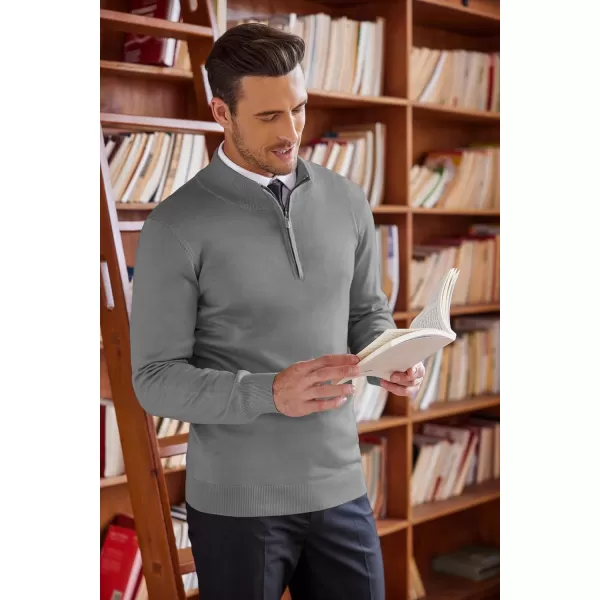 COOFANDY Men's Quarter Zip Up Sweaters Slim Fit Lightweight Mock Neck Pullover Casual Polo Sweaters