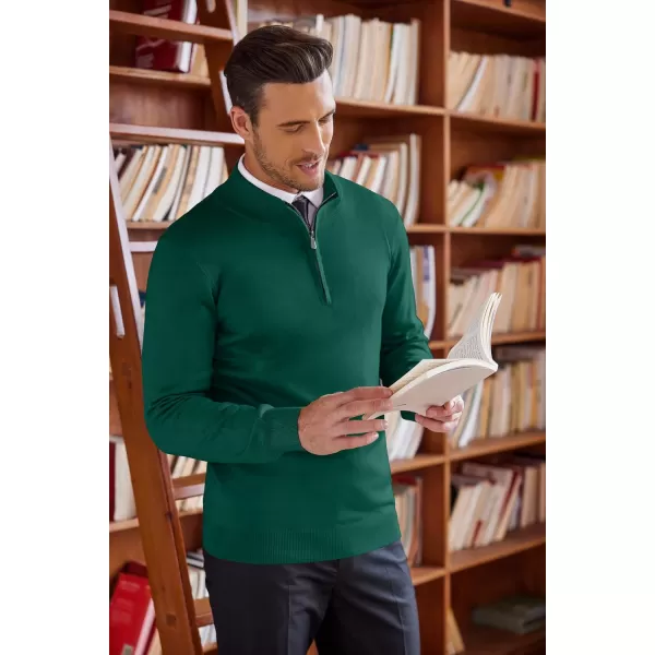 COOFANDY Men's Quarter Zip Up Sweaters Slim Fit Lightweight Mock Neck Pullover Casual Polo Sweaters