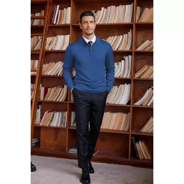 COOFANDY Men's Quarter Zip Up Sweaters Slim Fit Lightweight Mock Neck Pullover Casual Polo Sweaters