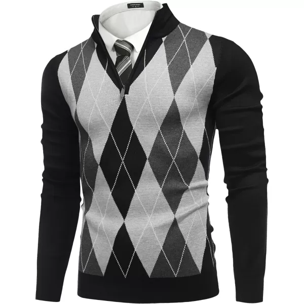 COOFANDY Men's Quarter Zip Up Sweaters Slim Fit Lightweight Mock Neck Pullover Casual Polo Sweaters