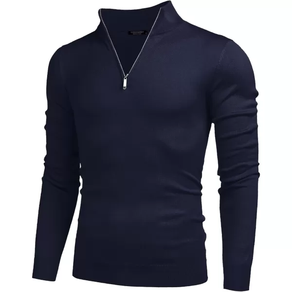 COOFANDY Men's Quarter Zip Up Sweaters Slim Fit Lightweight Mock Neck Pullover Casual Polo Sweaters