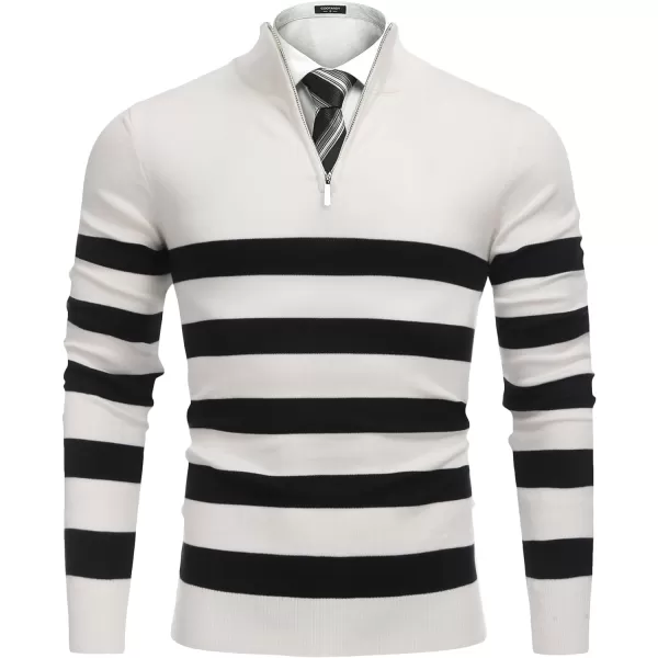 COOFANDY Men's Quarter Zip Up Sweaters Slim Fit Lightweight Mock Neck Pullover Casual Polo Sweaters