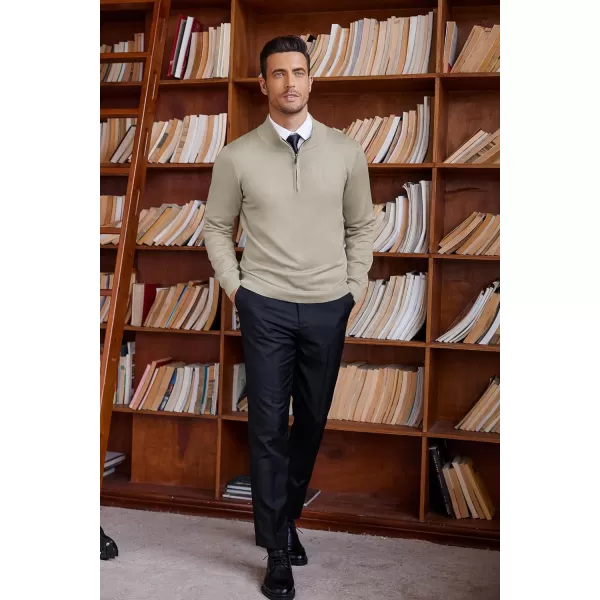 COOFANDY Men's Quarter Zip Up Sweaters Slim Fit Lightweight Mock Neck Pullover Casual Polo Sweaters