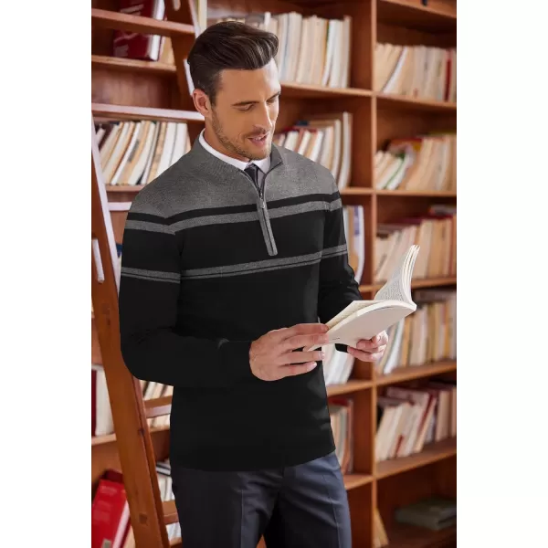 COOFANDY Men's Quarter Zip Up Sweaters Slim Fit Lightweight Mock Neck Pullover Casual Polo Sweaters