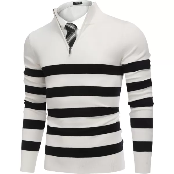 COOFANDY Men's Quarter Zip Up Sweaters Slim Fit Lightweight Mock Neck Pullover Casual Polo Sweaters