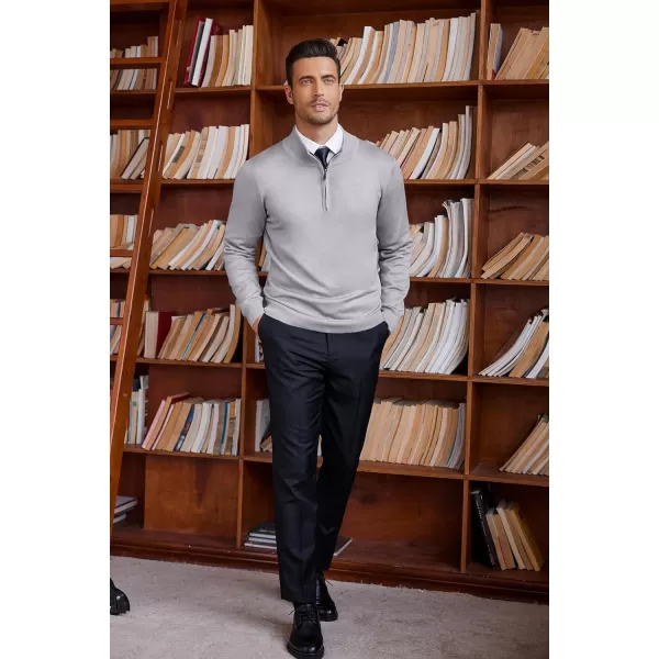 COOFANDY Men's Quarter Zip Up Sweaters Slim Fit Lightweight Mock Neck Pullover Casual Polo Sweaters