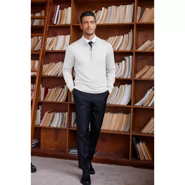 COOFANDY Men's Quarter Zip Up Sweaters Slim Fit Lightweight Mock Neck Pullover Casual Polo Sweaters