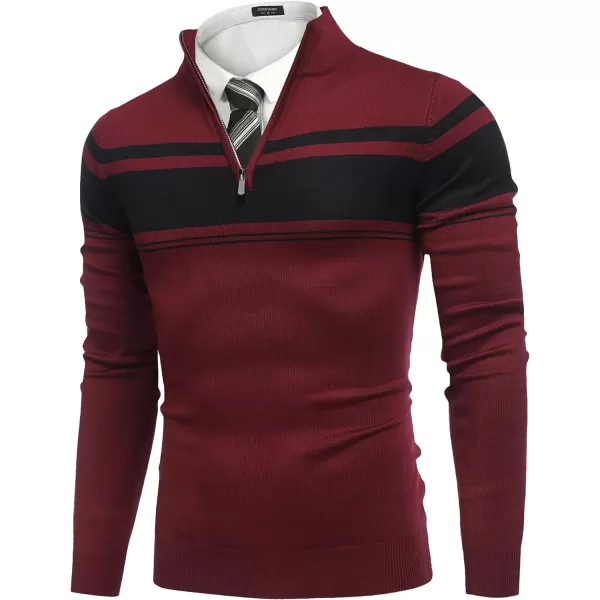 COOFANDY Men's Quarter Zip Up Sweaters Slim Fit Lightweight Mock Neck Pullover Casual Polo Sweaters