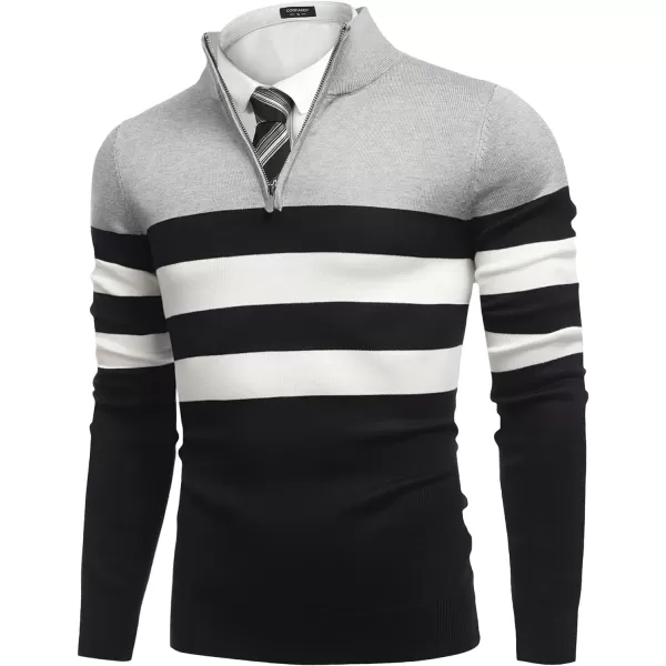 COOFANDY Men's Quarter Zip Up Sweaters Slim Fit Lightweight Mock Neck Pullover Casual Polo Sweaters