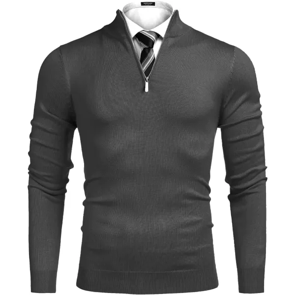 COOFANDY Men's Quarter Zip Up Sweaters Slim Fit Lightweight Mock Neck Pullover Casual Polo Sweaters