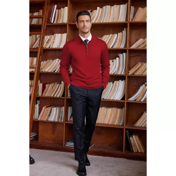 COOFANDY Men's Quarter Zip Up Sweaters Slim Fit Lightweight Mock Neck Pullover Casual Polo Sweaters