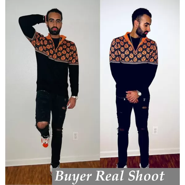 COOFANDY Men's Quarter Zip Up Sweaters Slim Fit Lightweight Mock Neck Pullover Casual Polo Sweaters