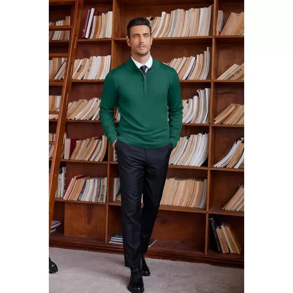 COOFANDY Men's Quarter Zip Up Sweaters Slim Fit Lightweight Mock Neck Pullover Casual Polo Sweaters