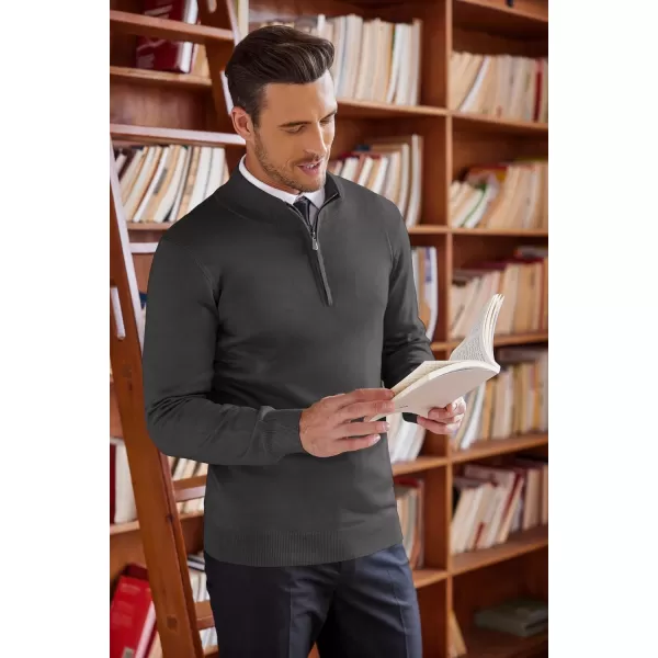 COOFANDY Men's Quarter Zip Up Sweaters Slim Fit Lightweight Mock Neck Pullover Casual Polo Sweaters