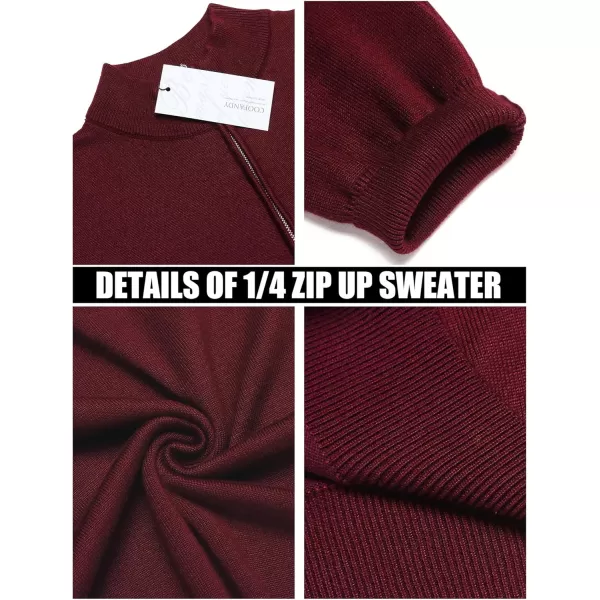 COOFANDY Men's Quarter Zip Up Sweaters Slim Fit Lightweight Mock Neck Pullover Casual Polo Sweaters