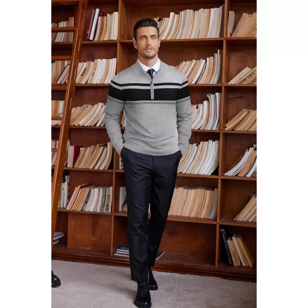 COOFANDY Men's Quarter Zip Up Sweaters Slim Fit Lightweight Mock Neck Pullover Casual Polo Sweaters