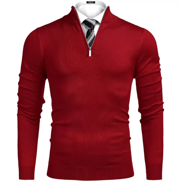 COOFANDY Men's Quarter Zip Up Sweaters Slim Fit Lightweight Mock Neck Pullover Casual Polo Sweaters