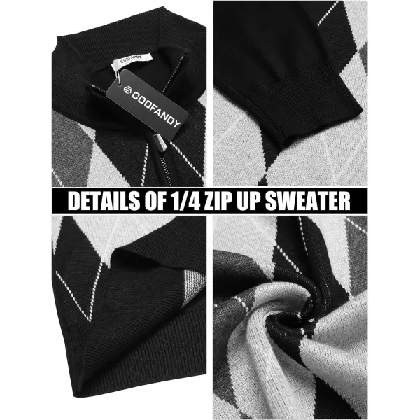 COOFANDY Men's Quarter Zip Up Sweaters Slim Fit Lightweight Mock Neck Pullover Casual Polo Sweaters