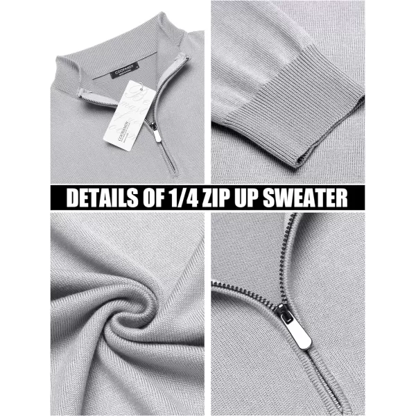 COOFANDY Men's Quarter Zip Up Sweaters Slim Fit Lightweight Mock Neck Pullover Casual Polo Sweaters