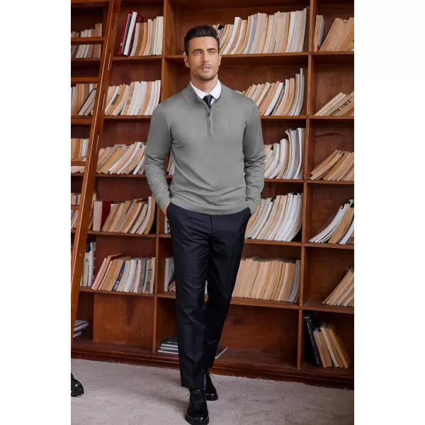 COOFANDY Men's Quarter Zip Up Sweaters Slim Fit Lightweight Mock Neck Pullover Casual Polo Sweaters