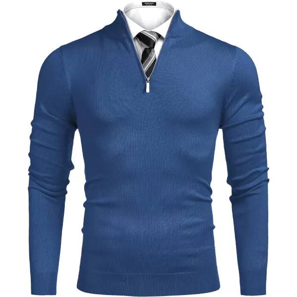 COOFANDY Men's Quarter Zip Up Sweaters Slim Fit Lightweight Mock Neck Pullover Casual Polo Sweaters