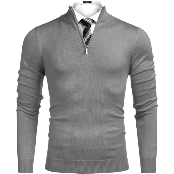 COOFANDY Men's Quarter Zip Up Sweaters Slim Fit Lightweight Mock Neck Pullover Casual Polo Sweaters