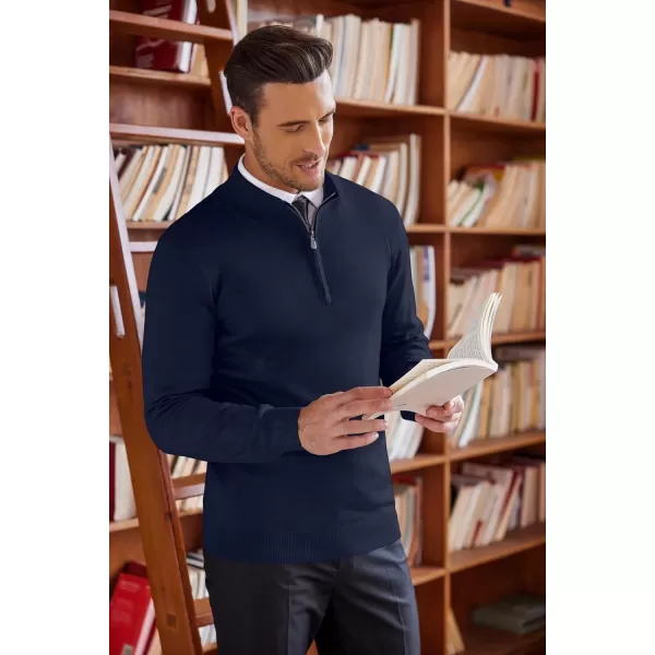 COOFANDY Men's Quarter Zip Up Sweaters Slim Fit Lightweight Mock Neck Pullover Casual Polo Sweaters
