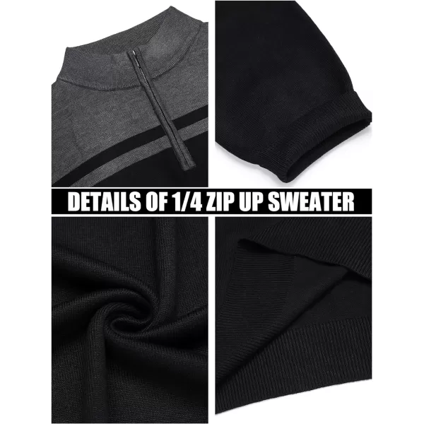 COOFANDY Men's Quarter Zip Up Sweaters Slim Fit Lightweight Mock Neck Pullover Casual Polo Sweaters