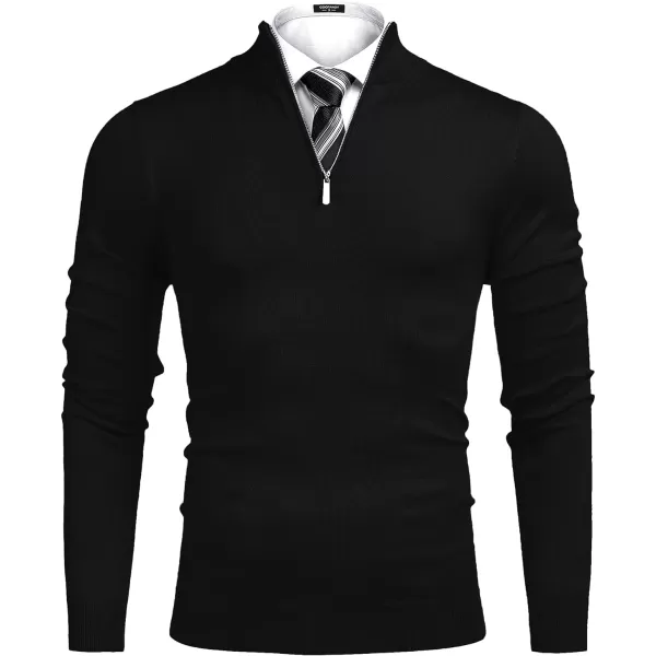COOFANDY Men's Quarter Zip Up Sweaters Slim Fit Lightweight Mock Neck Pullover Casual Polo Sweaters