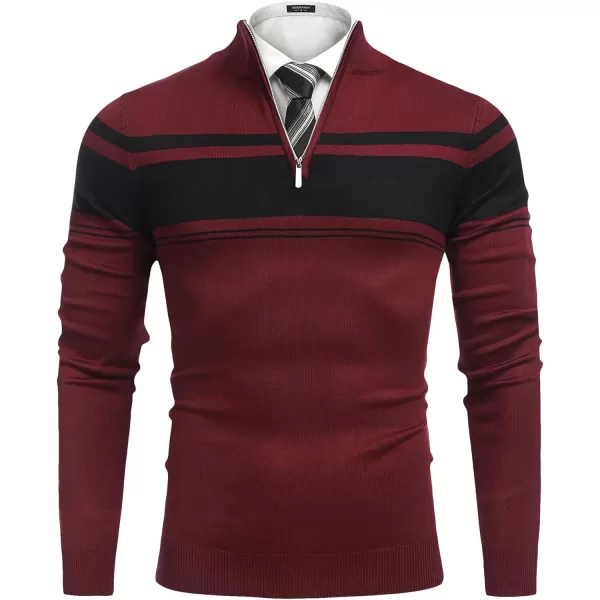 COOFANDY Men's Quarter Zip Up Sweaters Slim Fit Lightweight Mock Neck Pullover Casual Polo Sweaters