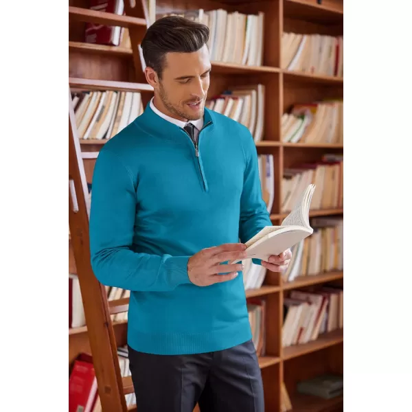 COOFANDY Men's Quarter Zip Up Sweaters Slim Fit Lightweight Mock Neck Pullover Casual Polo Sweaters