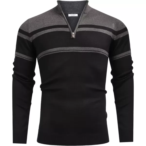 COOFANDY Men's Quarter Zip Up Sweaters Slim Fit Lightweight Mock Neck Pullover Casual Polo Sweaters