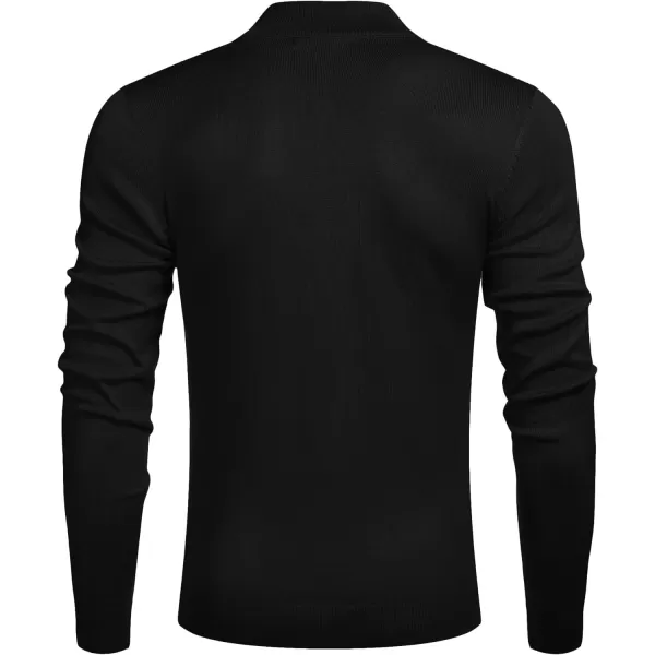 COOFANDY Men's Quarter Zip Up Sweaters Slim Fit Lightweight Mock Neck Pullover Casual Polo Sweaters