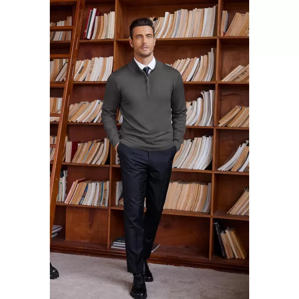 COOFANDY Men's Quarter Zip Up Sweaters Slim Fit Lightweight Mock Neck Pullover Casual Polo Sweaters