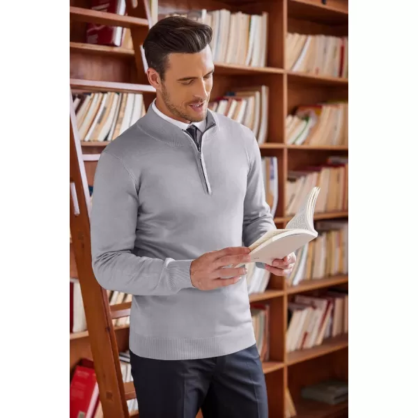 COOFANDY Men's Quarter Zip Up Sweaters Slim Fit Lightweight Mock Neck Pullover Casual Polo Sweaters