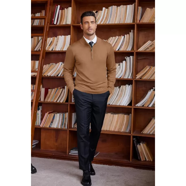 COOFANDY Men's Quarter Zip Up Sweaters Slim Fit Lightweight Mock Neck Pullover Casual Polo Sweaters