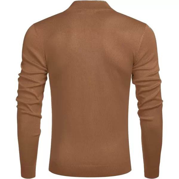 COOFANDY Men's Quarter Zip Up Sweaters Slim Fit Lightweight Mock Neck Pullover Casual Polo Sweaters