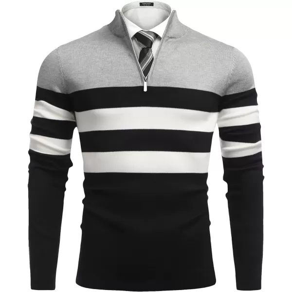 COOFANDY Men's Quarter Zip Up Sweaters Slim Fit Lightweight Mock Neck Pullover Casual Polo Sweaters