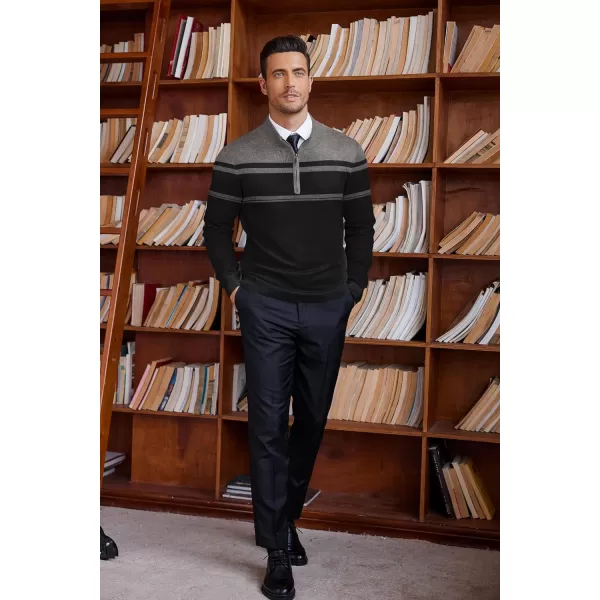 COOFANDY Men's Quarter Zip Up Sweaters Slim Fit Lightweight Mock Neck Pullover Casual Polo Sweaters