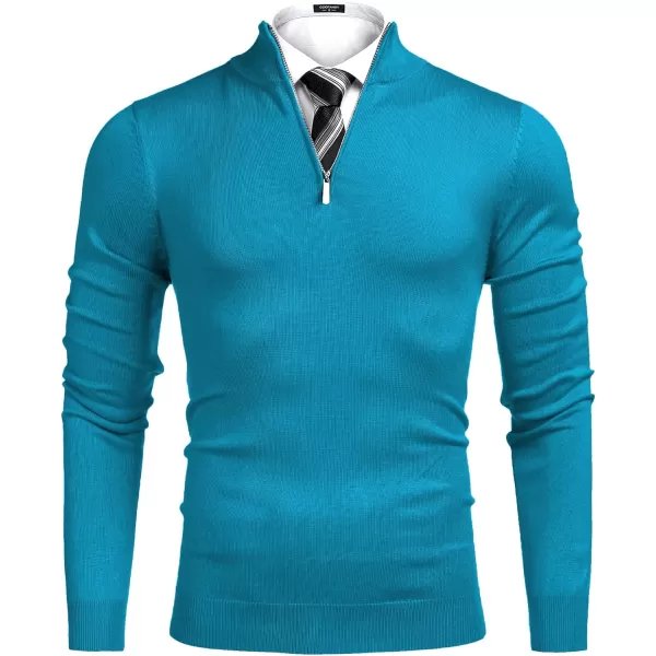 COOFANDY Men's Quarter Zip Up Sweaters Slim Fit Lightweight Mock Neck Pullover Casual Polo Sweaters