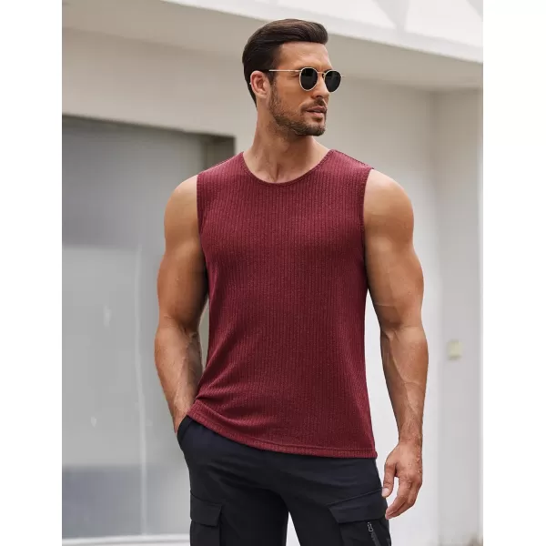 COOFANDY Men's Ribbed Knit Tank Tops Sleeveless Beach Muscle T Shirts Casual Basic Tank Shirts 2 Pack