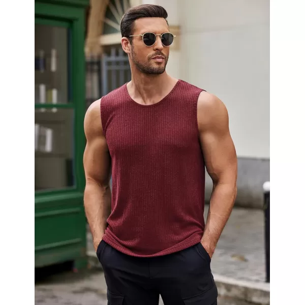 COOFANDY Men's Ribbed Knit Tank Tops Sleeveless Beach Muscle T Shirts Casual Basic Tank Shirts 2 Pack