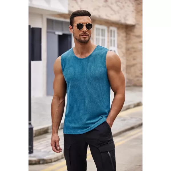 COOFANDY Men's Ribbed Knit Tank Tops Sleeveless Beach Muscle T Shirts Casual Basic Tank Shirts 2 Pack