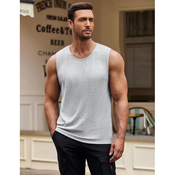 COOFANDY Men's Ribbed Knit Tank Tops Sleeveless Beach Muscle T Shirts Casual Basic Tank Shirts 2 Pack