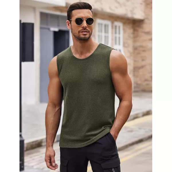 COOFANDY Men's Ribbed Knit Tank Tops Sleeveless Beach Muscle T Shirts Casual Basic Tank Shirts 2 Pack
