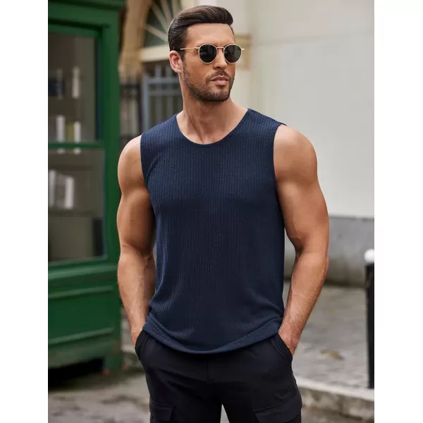COOFANDY Men's Ribbed Knit Tank Tops Sleeveless Beach Muscle T Shirts Casual Basic Tank Shirts 2 Pack
